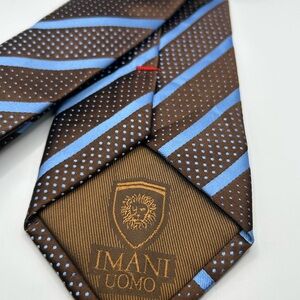 IMANI UOMO Brown and Blue Striped Tie